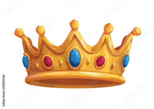 A Stunning Golden Crown Embellished with Jewels Isolated on White Representing Power Authority and Royalty