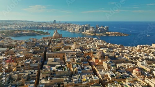 Drone day view of Valletta, capital of Maltese island