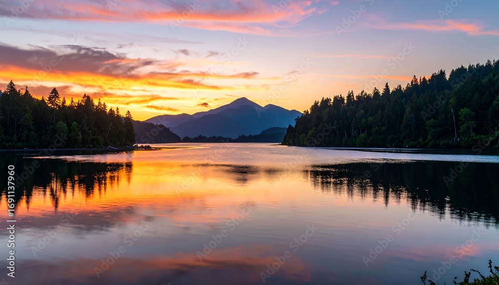 Fototapeta premium Serene lake at sunrise