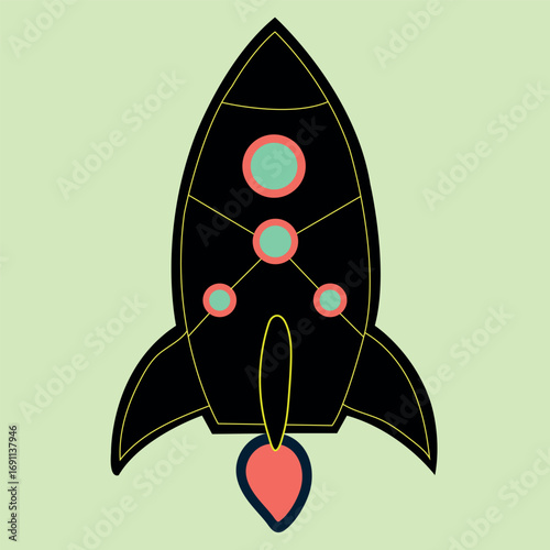 Colorful cartoon rocket ship for kids fun space adventure Illustration