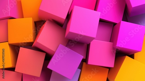 A 3D rendering of a collection of colorful cubes.