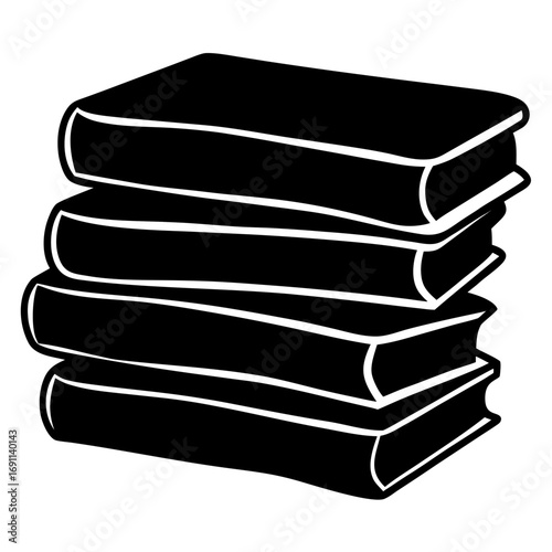 Stack of books outline vector, a modern stack of books icon art design, black vector of various books, simple various books art, books isolated