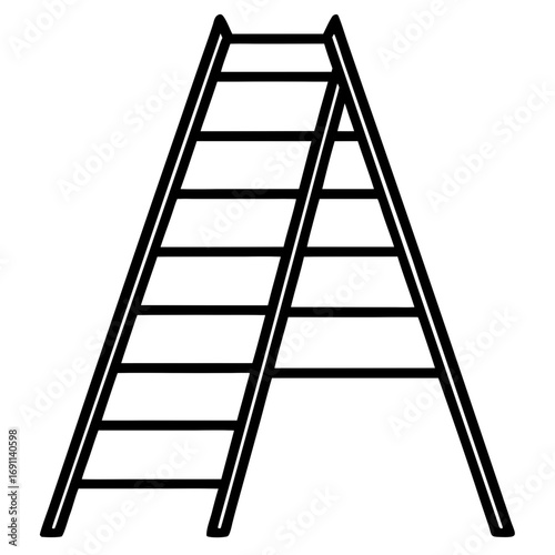 Step ladder outline vector, a modern step ladder icon art design, black vector of step ladder, simple step ladder art, wood step ladder isolated