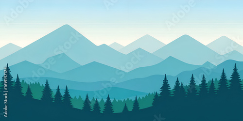 Minimalist vector mountain landscape abstract scenery with clean simple design
