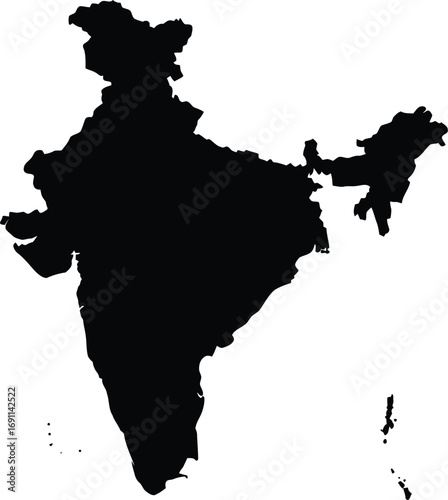 Scalable vector map silhouette of india eps for general use