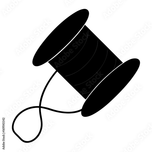 Thread spool outline vector, a modern sewing thread spool icon art design, black vector of sewing elements, simple thread spool art, a thread spool isolated