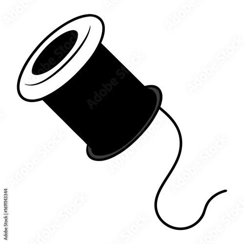 Thread spool outline vector, a modern sewing thread spool icon art design, black vector of sewing elements, simple thread spool art, a thread spool isolated