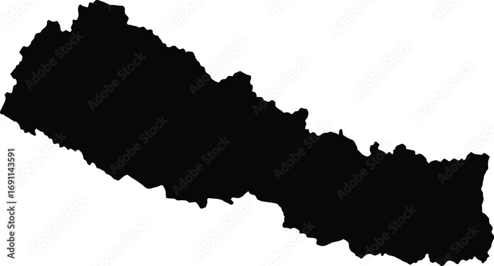 Fototapeta premium Black silhouette map of nepal vector graphic scalable illustration for design projects