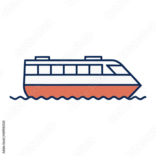 Modern ferry boat illustration for travel adventures and transportation themes, smooth vector graphic
