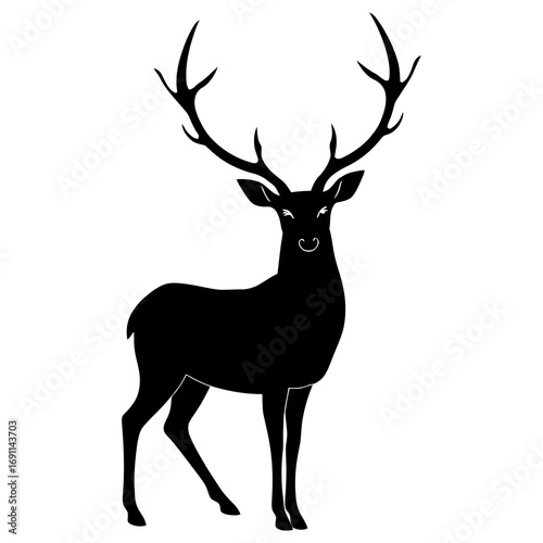 Majestic stag silhouette, powerful wildlife symbol for outdoor brands and nature enthusiasts
