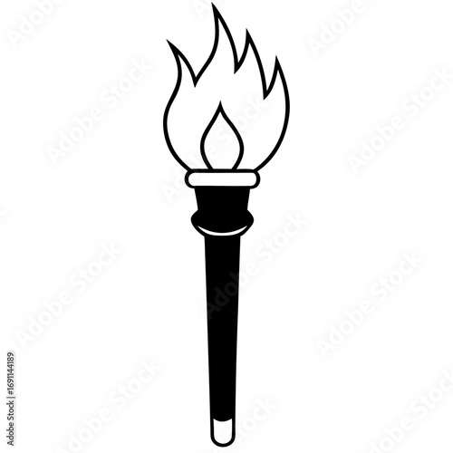 Torch light outline vector, a modern torch light icon art design, black vector of a torch light, simple torch light art, a torch light isolated