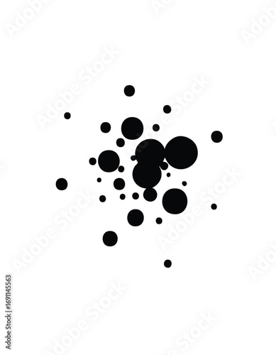 Black circles scattered on white background dots random