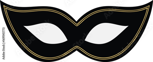 Black masquerade mask with gold trim and eye cutouts black mask eye mask