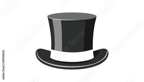 Black top hat with grey band black hat formal wear