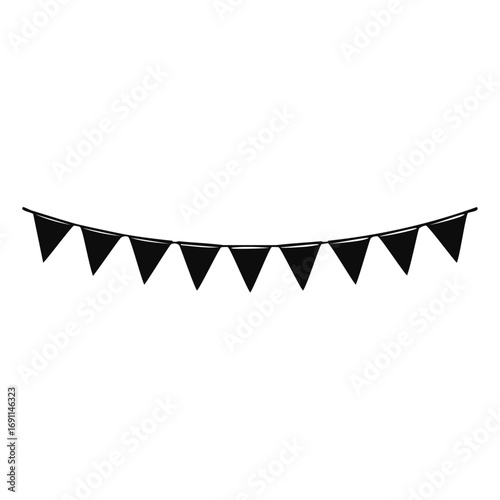 Black triangular pennant banner string vector