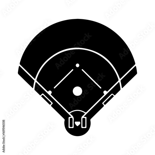 Baseball Field Diamond Silhouette Vector Graphic Icon.