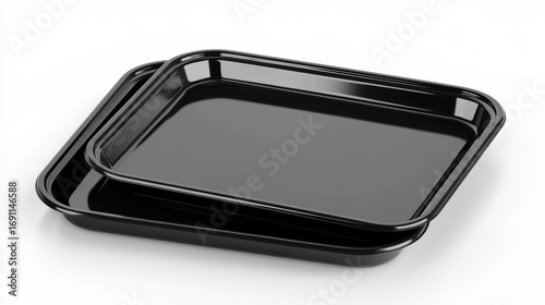 Two black plastic trays.