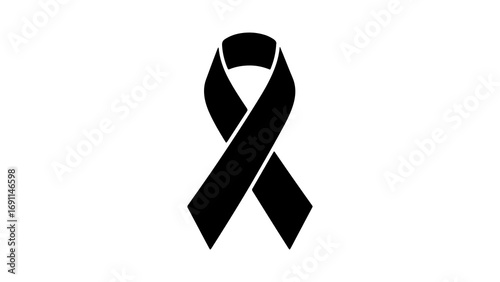 Black awareness ribbon symbol for mourning and remembrance.