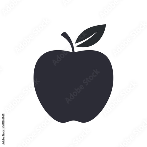 Dark apple with leaf silhouette fruit