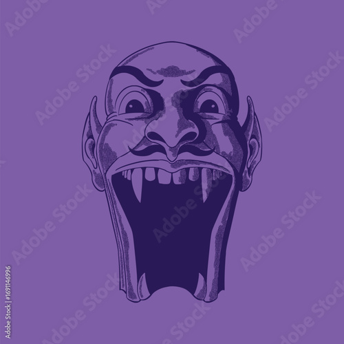 creepy carnival circus entrance clown comic illustration