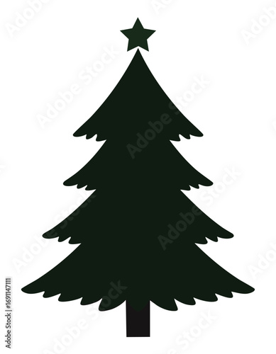 Dark green fir tree with star christmas tree evergreen