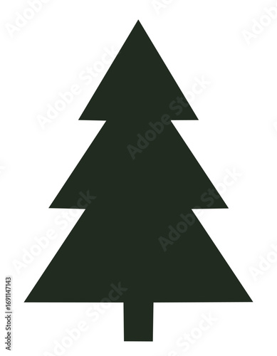 Dark green stylized evergreen tree silhouette Christmas tree