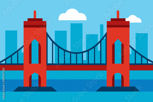Iconic golden gate bridge vector illustration scalable landscape design outdoor cityscape