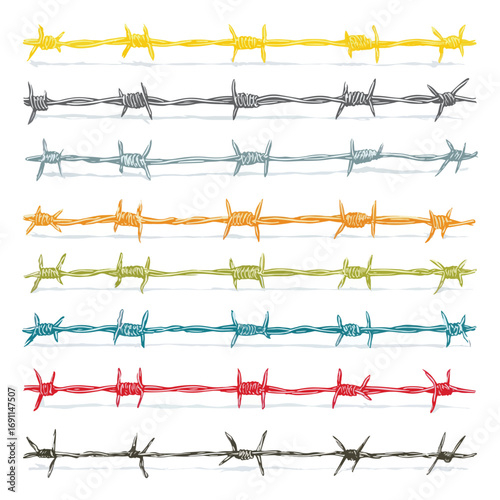 barbed wire vector set
