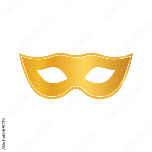 Golden masquerade mask with white trim ornate festive