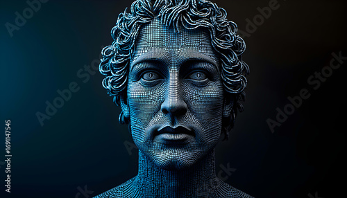 Exquisite Sculpture Statue: A Classic Artistic Representation in Blue Tones with Modern Interpretation in Art History