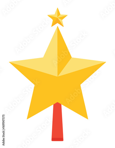 Golden star topper with red base yellow