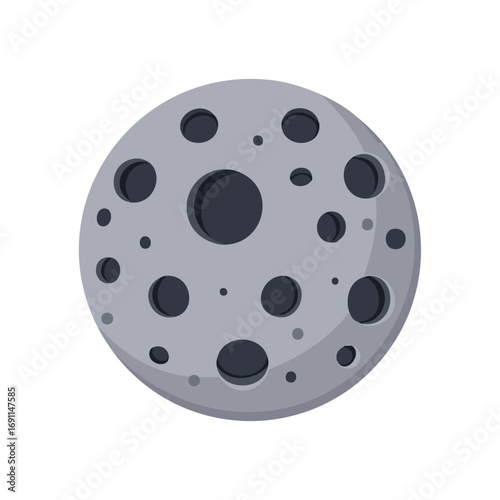 Gray celestial body with dark circular craters moon space