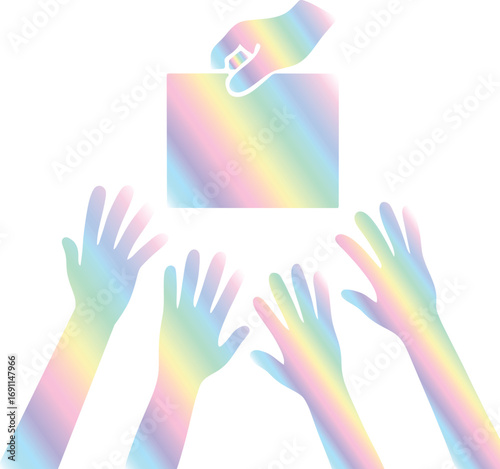 Hands Reaching for Vote Illustration