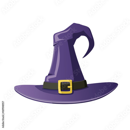 Purple witch hat with gold buckle black belt pointy hat