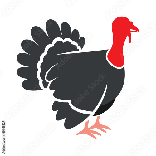 Stylized turkey with red head and dark body bird fowl