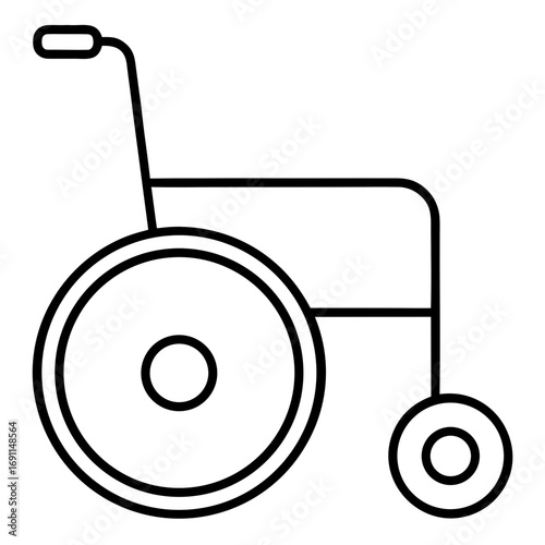 Wheelchair outline vector, a modern wheelchair icon art design, black vector of a wheelchair, simple wheelchair art, a wheelchair isolated