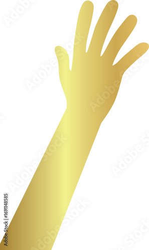 Elegant gold raised hand icon in a vertical design, perfect for premium UI elements, donation campaigns, volunteering calls, and engagement-focused platforms.