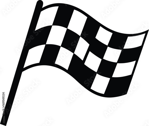 Checkered Flag NASCAR Racing Flag Black Silhouette Vector Illustration. Vector Checkered Flag Icon - NASCAR Racing Finish Line in Silhouette