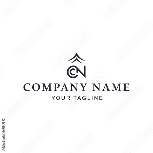 Elegant logo design featuring stylized initials "CN" with a roof-like structure above, accompanied by company name and tagline text.