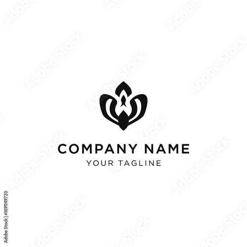 Abstract logo design of a stylized flower or blossom, featuring intricate, symmetrical patterns.