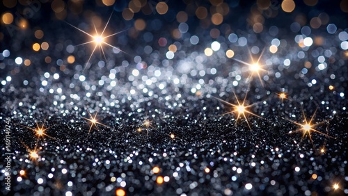 Sparkling glitter and bokeh lights on a dark background