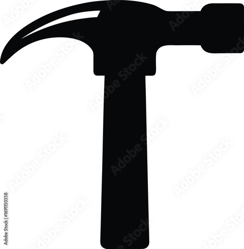 Hammer Silhouette Vector - Tool Icon in Black Solid Outline. Hammer Tool Vector Icon - Simple Black Silhouette, Vector Hammer Symbol