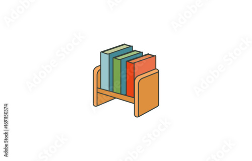 Vector illustration of cartoon shelf with books