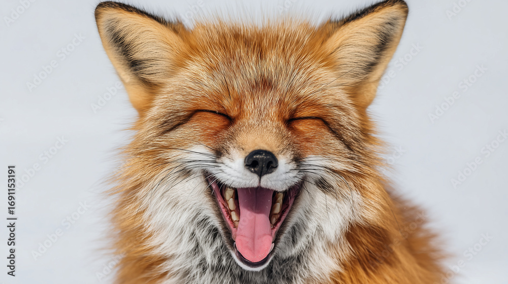 Fototapeta premium Smiling red fox with bright fur lounging happily in a natural setting during daylight hours Generative AI