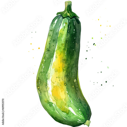 Squash, watercolor painting vector, isolated on a white background.