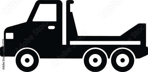 Car Tow Truck Symbol - Simple Black Silhouette Vector Icon, Vector Icon of a Tow Truck Silhouette illustration