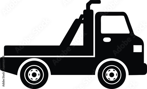 Car Tow Truck Symbol - Simple Black Silhouette Vector Icon, Vector Icon of a Tow Truck Silhouette illustration