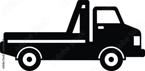 Tow Truck Car Icon Black Silhouette Vector Illustration. Car Recovery Service Logo Template - Tow Truck Silhouette Vector