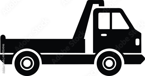 Tow Truck Car Icon Black Silhouette Vector Illustration. Car Recovery Service Logo Template - Tow Truck Silhouette Vector