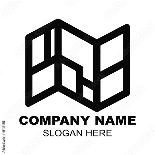 Creative Map Folding Logo Design for Travel and Tourism Business